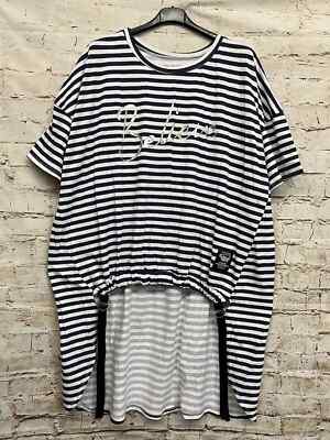 Damen Long Shirt Tunika Lagenlook Übergröße A-Linie 46 48 50 NEU Streifen