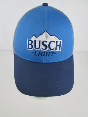BUSCH LIGHT Beer Hat Cap Strap Back Trucker Blue Gray Embroidered | eBay