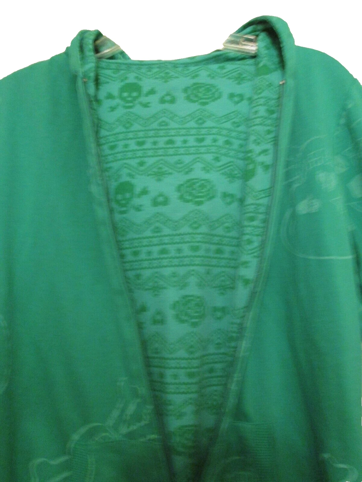 OFF WHITE Felpa con cappuccio e zip No Boundaries verde con disegno teschio foderata donna junior taglia XL 15 17