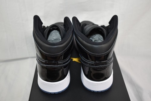 Size 7Y/8.5W - Nike Air Jordan 1 Mid Space Jam Patent Black Shoes DV1337-004 - Picture 5 of 6