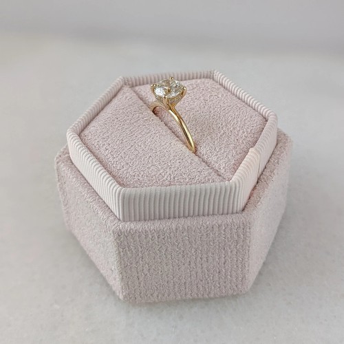 Genuine Diamond 0.15 Carat Semi Mount Hidden Halo Setting Ring 14k Yellow Gold - Picture 4 of 11