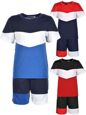 Shorts T Shirt Kurze Hose Stoff Sommer Set Capri Bermuda Kinder Boy 2 tlg.