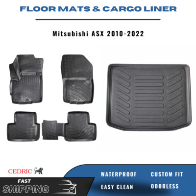 Car Floor Mats & Trunk Cargo Liner for Mitsubishi ASX 2010-2022 3D TPE FULL Set