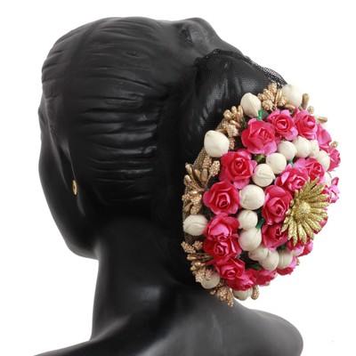 Indian Bollywood Style Artificial Pink White Gajra Bun Pin Hair