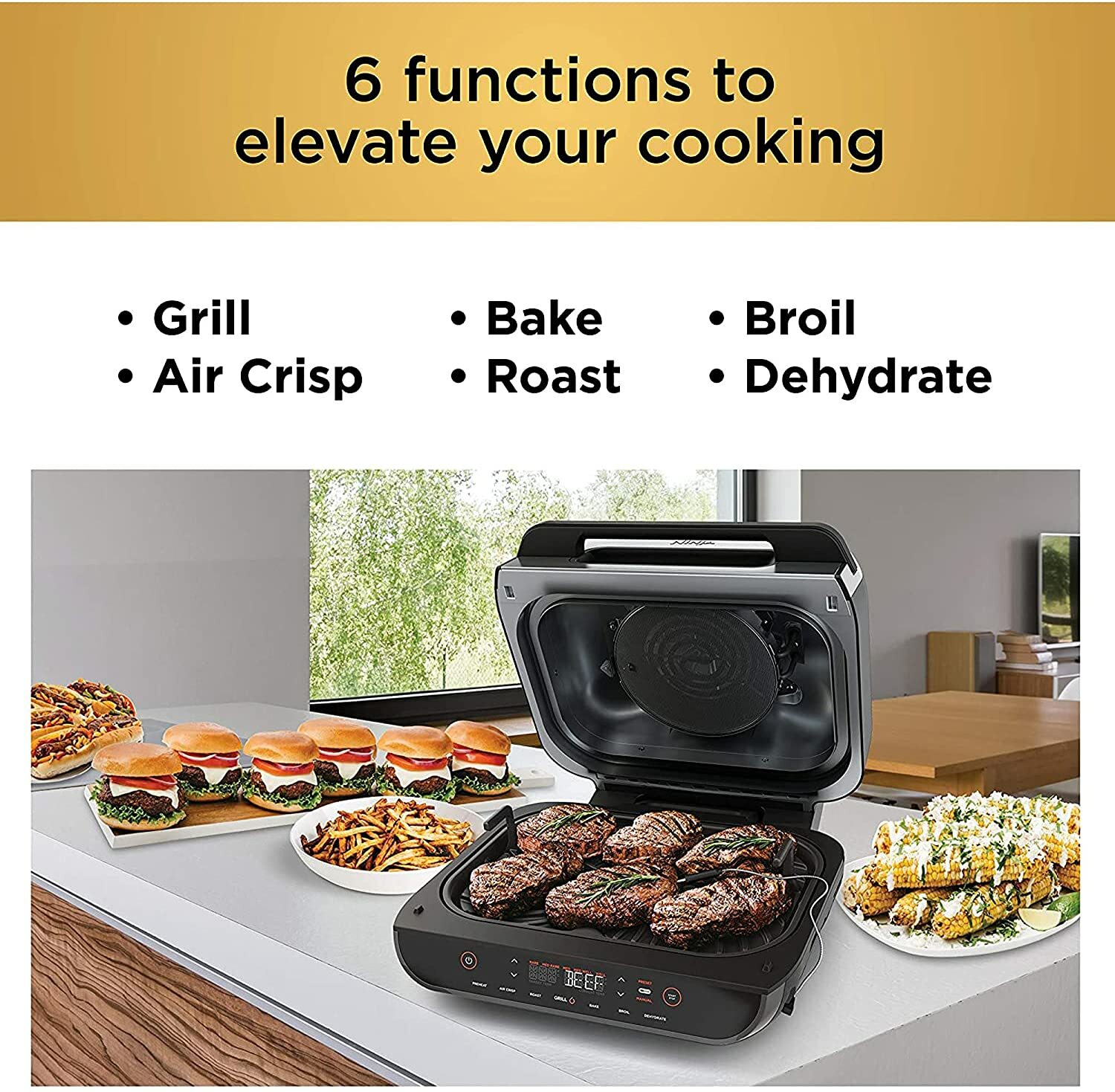 Ninja FG551 foodi smart xl 6in1 indoor grill with 4quart air fryer