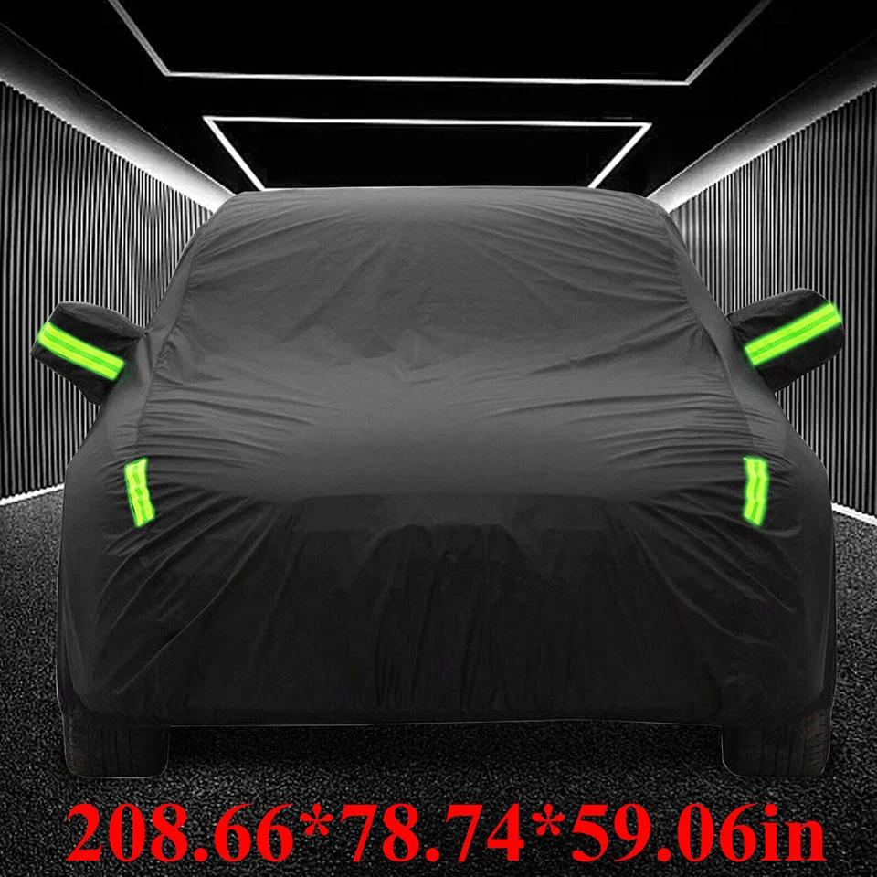 Full Car Cover Outdoor Waterproof Sun All Weather Protection 190T 530x200x150cm Foto 3 de 4