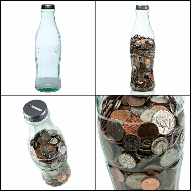 Coca Cola Large Bottle Bank Coin Money Jar Piggy Savings Penny Nickel