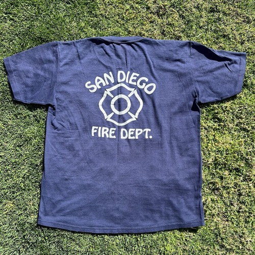 VTG Jerzees San Diego Fire Department SDFD T-Shirt Single Stitch USA Large Faded