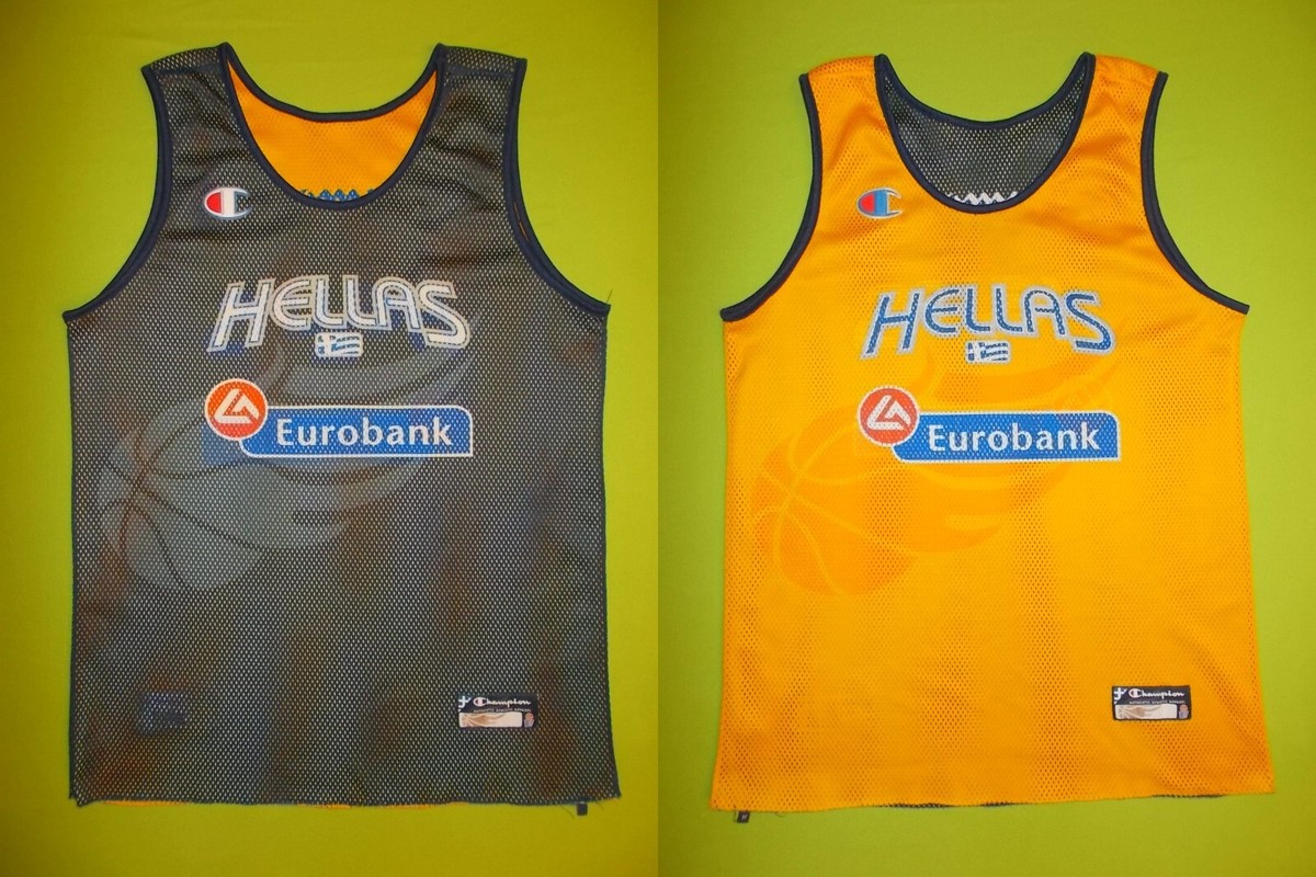 Two-Sided Jersey GREECE Hellas (M) CHAMPION PERFECT !!! Blue Yellow home  away