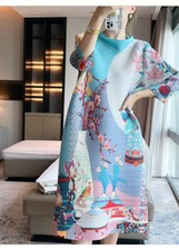 2025 SS Fashion Retro Printed Dress  Pleated and Loose Fitting Midi Length Skirt — image 6