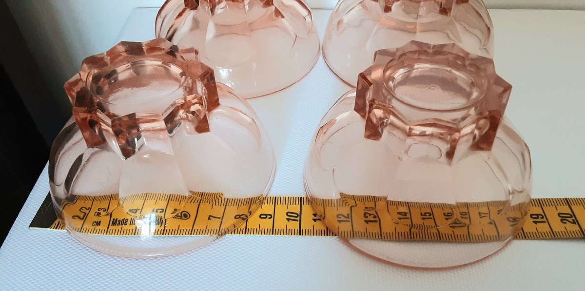6 Coupelles En Verre Rose Rosaline France – Bols à Fruits Ronds Vintage
