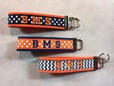 Key Fob Chain Wristlet 1.25"x11" Personalized Monogram School Team Chevron Dots