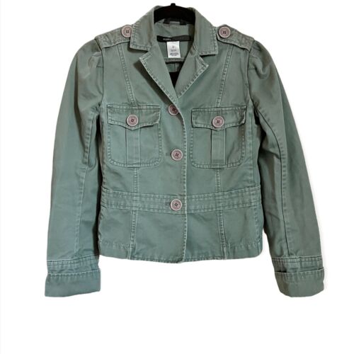 Marc Jacobs Womens Utility Jacket Button Front Sz 2 Green Long Slv Cotton