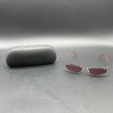 Vintage 90s Kenneth Cole Reaction Metal Pink Rimless Oval Sunglasses w/ Case