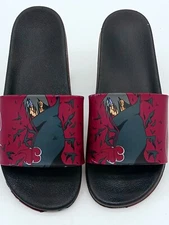 Primitive x Naruto Shippuden Crows Burgundy Slide Sandals Size Mens 11 REPAIRED!