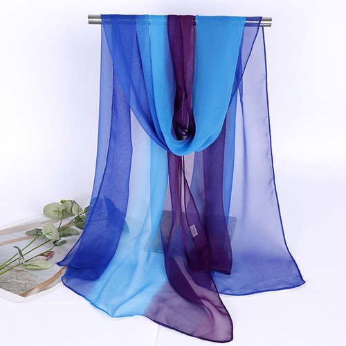 160*50cm Frauen Seidenschal Quadratische Schals Gradient Bunte Denken Kopftuch - Picture 6 of 28