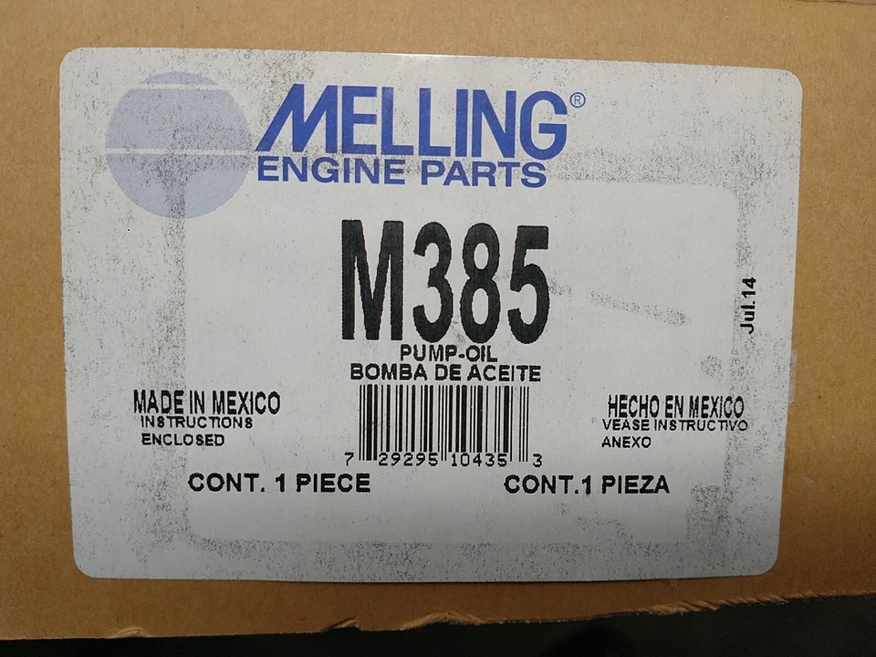Bomba de aceite de motor y cubierta de distribución Melling M385 Stock para 02-12 Select Nissan Suzuki Foto 2 de 4