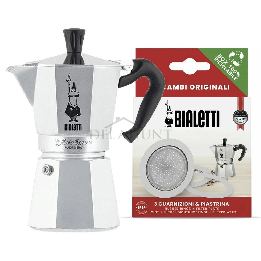 Set Bialetti 3 joints + 1 filtre pour cafetière ALU Bialetti 6 tasses