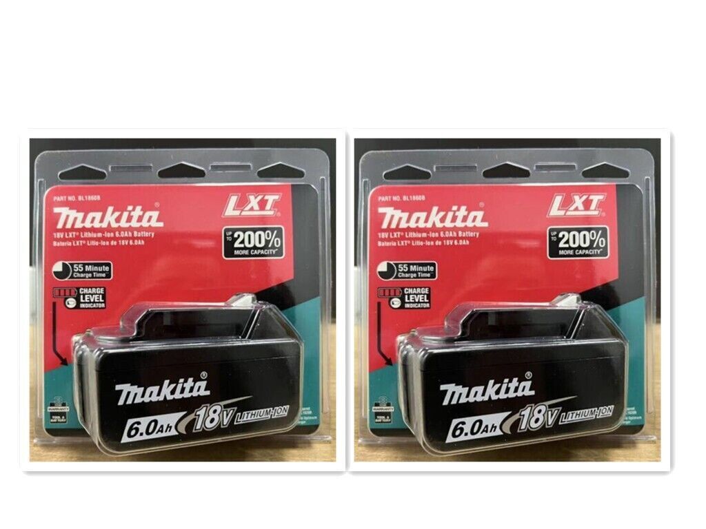 Makita+BL1860B-2+18V+LXT+Lithium-Ion+6.0+Ah+Battery+-+Pack+of+2 for sale  online eBay