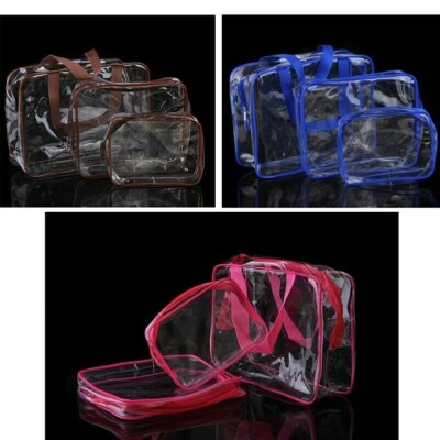 3 Pezzi Trousse Da Viaggio In PVC Trasparente, Trasparente, Borsa Da Toilette Impermeabile, Borsa Per Il Trucco, Borsa Da Bucato, Riutilizzabile, Accessorio Da Viaggio Per Uomo E Donna, Bianco - Foto 11