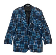 VTG Brooks Brothers Indigo MADRAS Plaid Blazer Sport Coat Union Made USA Sz 45R