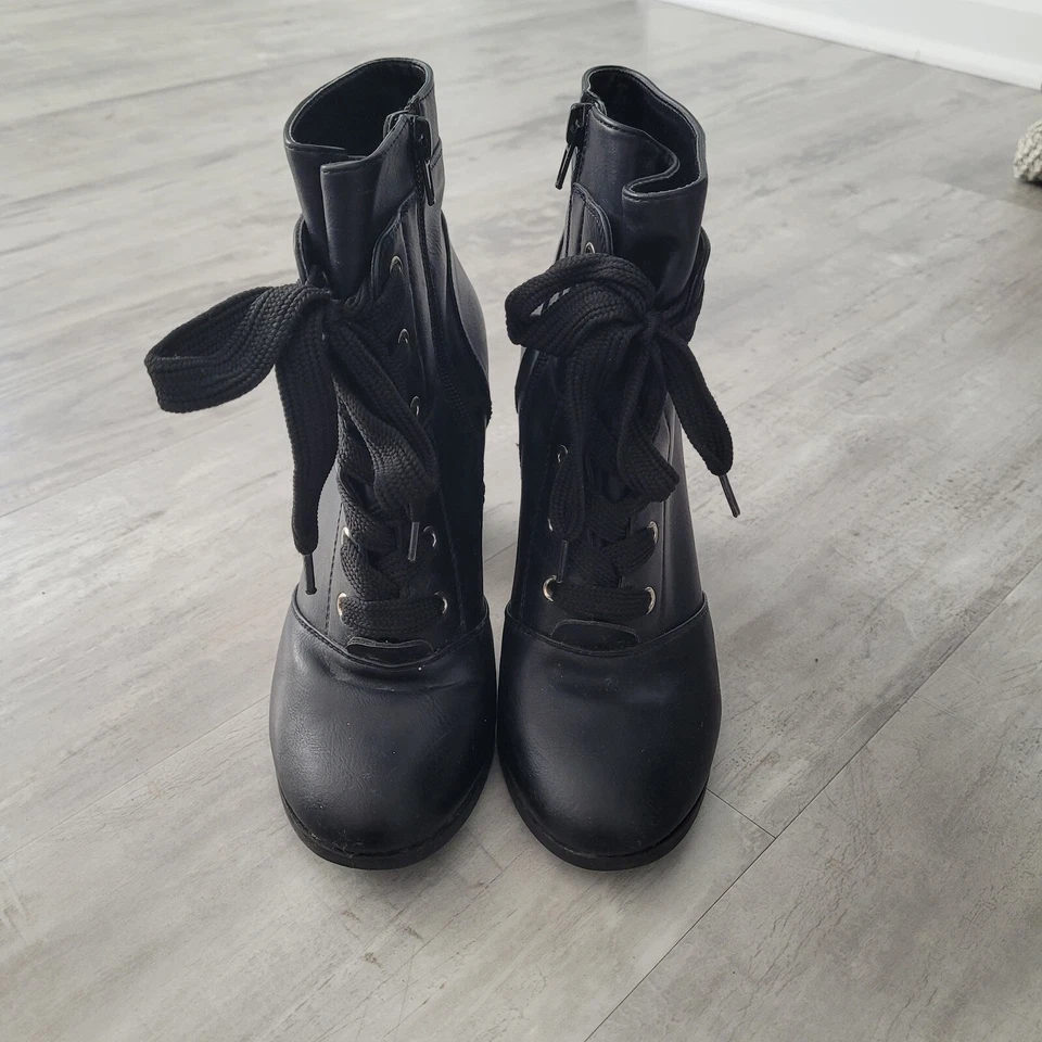 Call It Spring Boots Womens Size 7 Lace Up Victorian Ankle Booties Black - Image 3 of 4