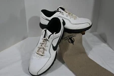 Nike Mens Golf Shoes White/Black Leather Spikeless Sports Footwear Size 10