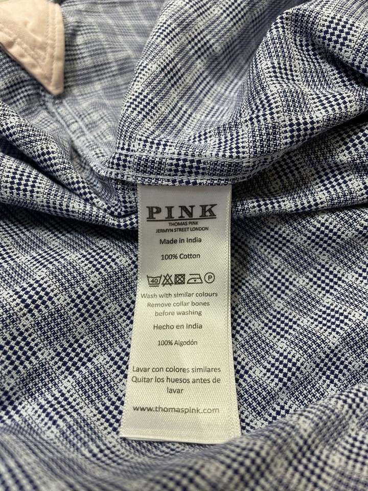 Thomas PINK Men's Prestige French Cuff Dress Shirt Houndstooth Size 16