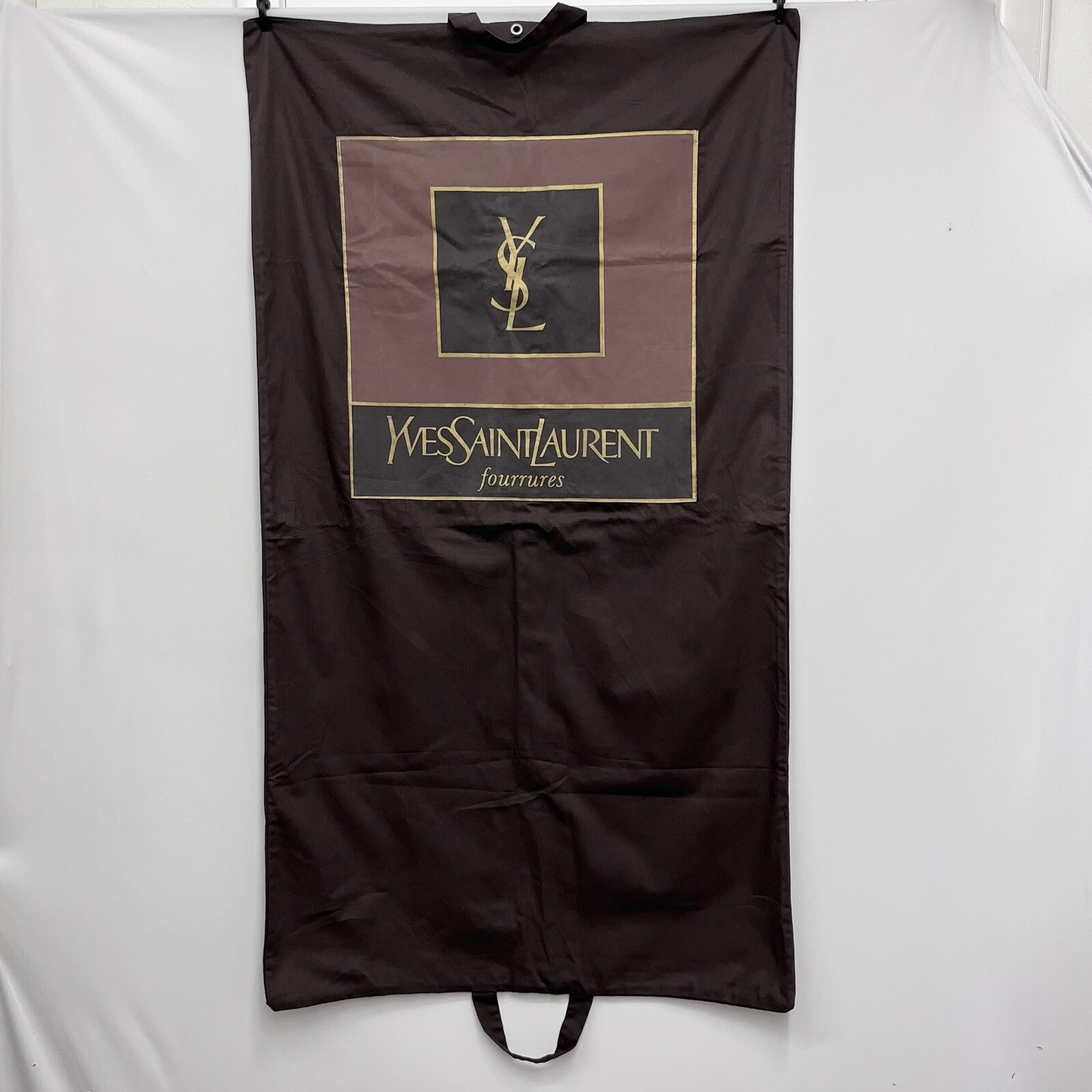 Borsa vintage Yves Saint Laurent Fourrures pelliccia indumento marrone molto grande