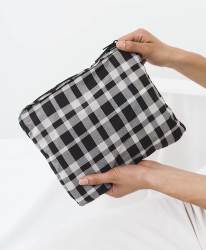NWT BAGGU Ripstop Nylon Backpack BLACK w/ White Wave Compact Foldable Travel Bag - 第 7/7 張圖片