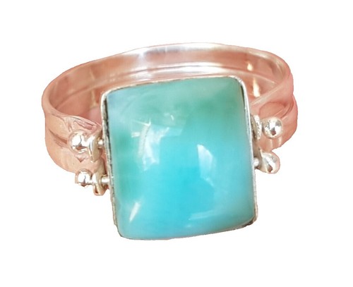 M. Spencer Navajo Larimar Sz 9 Ring Needs TLC Renowned Silversmith