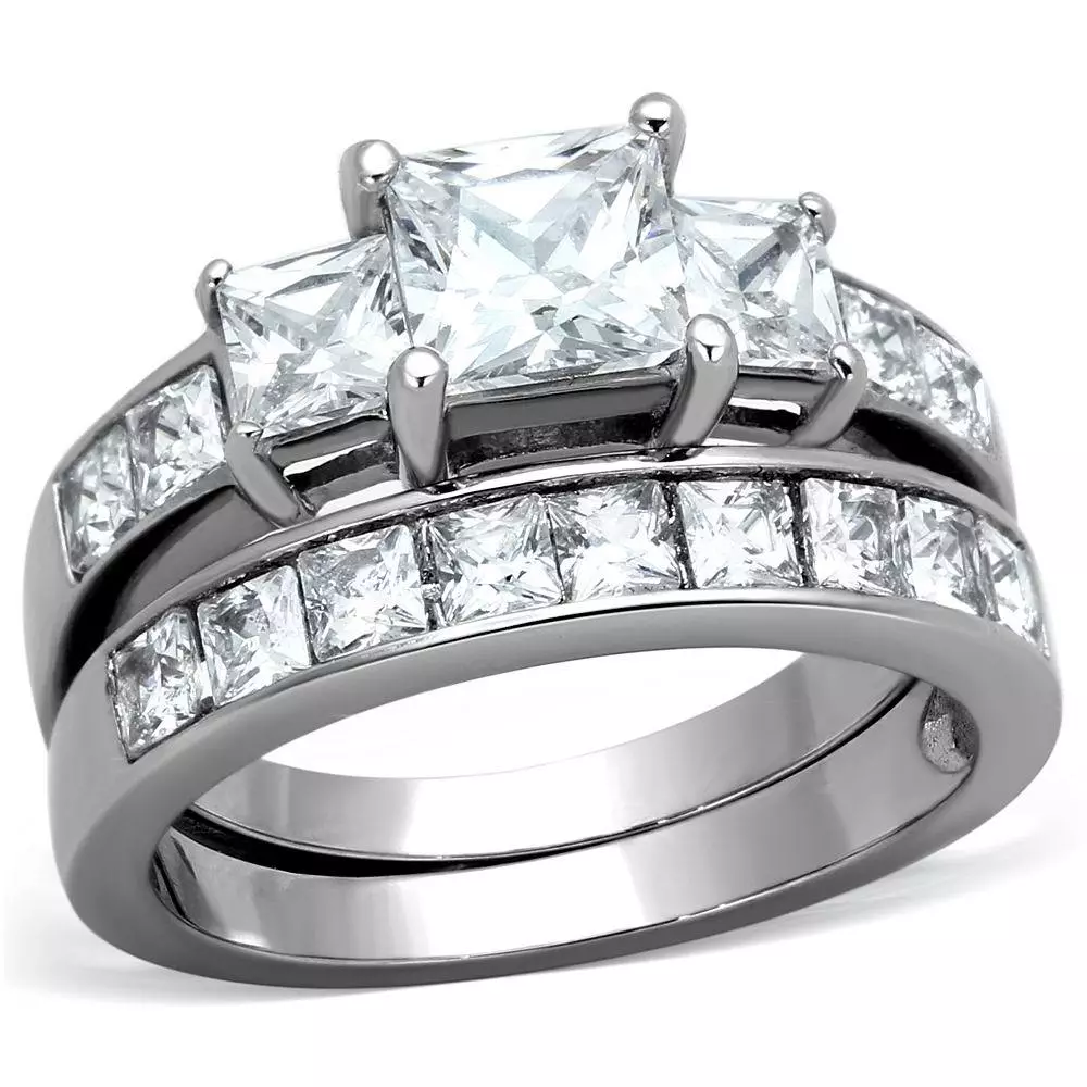 Princess cut three stone hotsell bridal set