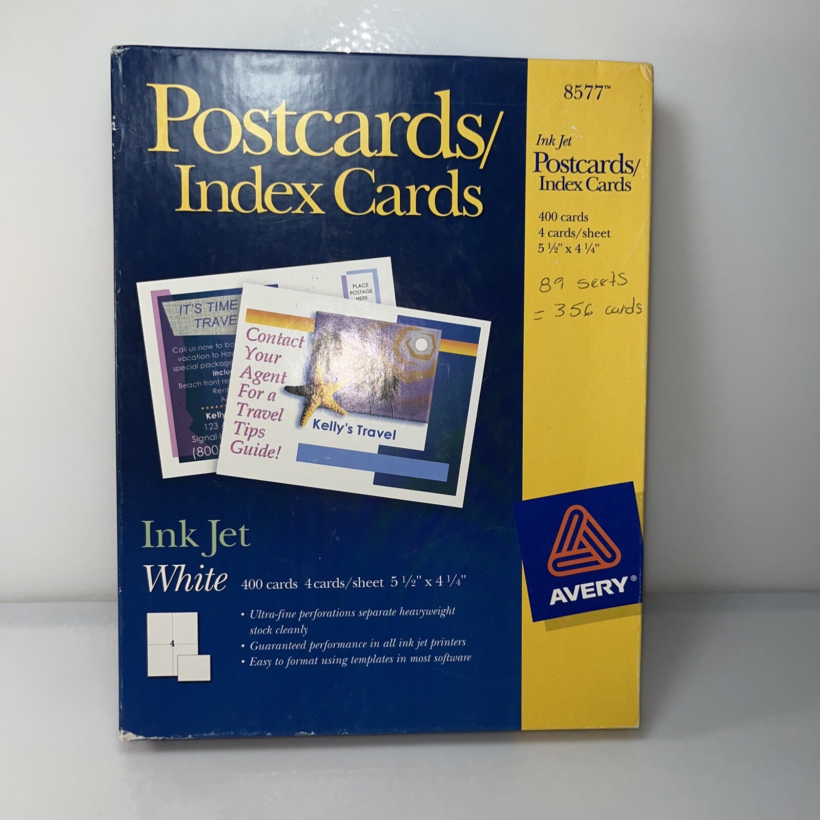 Avery 8577 Ink Jet 356 White 5 1/2" x 4 1/4" Postcards/Index Cards 89