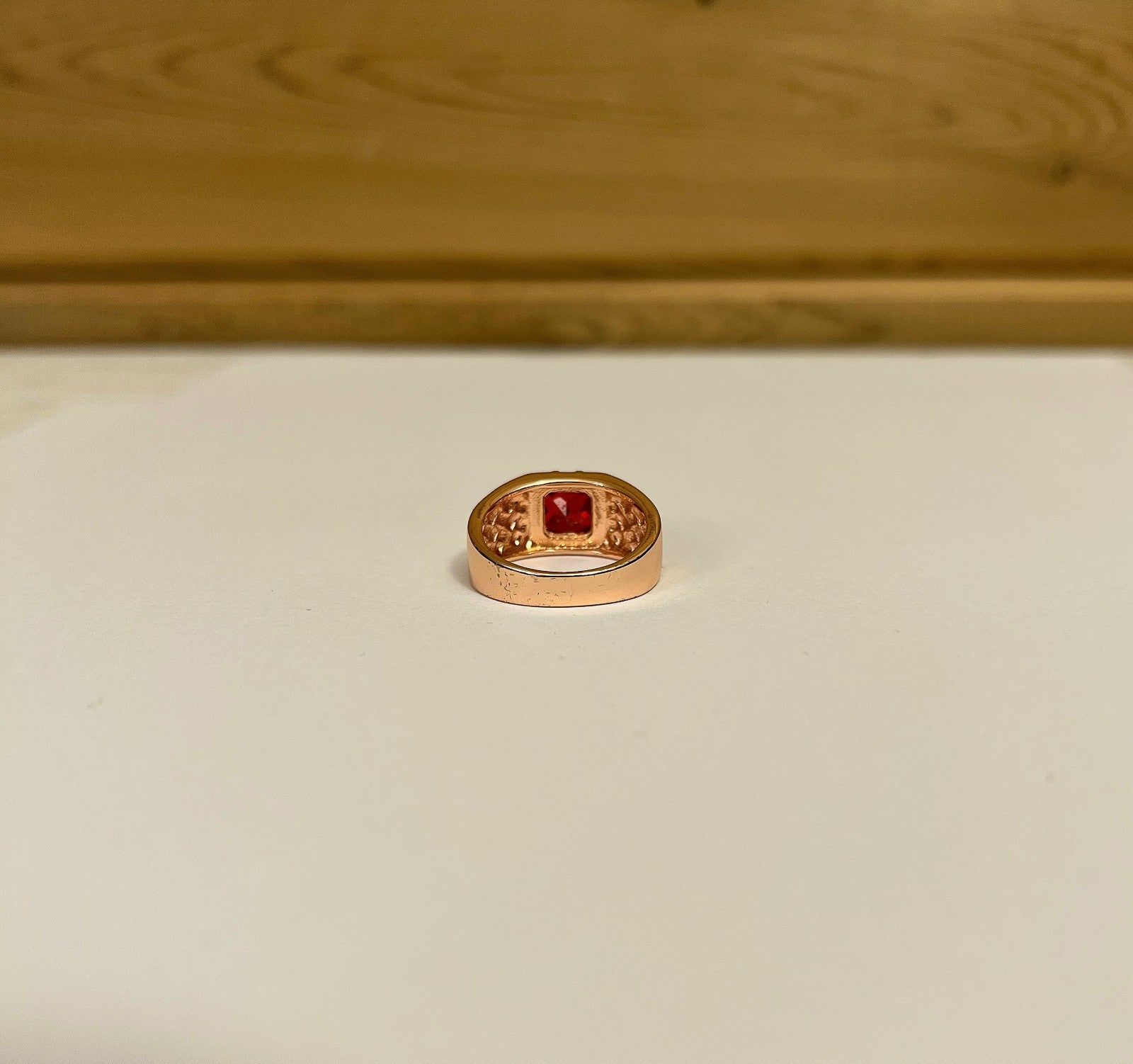 Ruby Simulated Colored Gem Ring Rose Gold Colored… - image 4