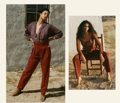 New DOEN Louvre Terracotta Red Brown Brushed Cotton Trouser