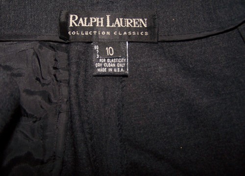 RALPH LAUREN Collection Classics Dark Gray Wool High-Waist Cuffed Pants Size 10 - Picture 10 of 10