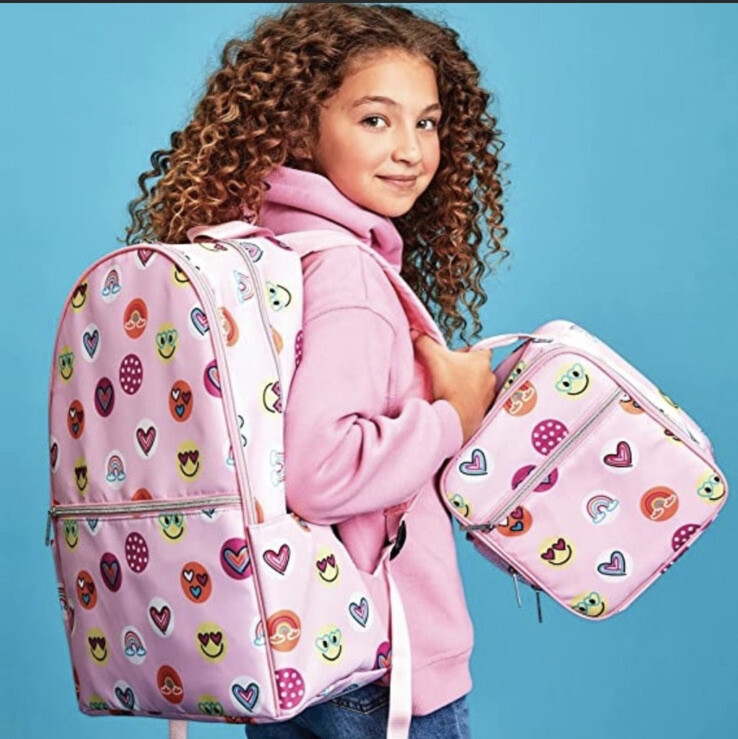 ISCREAM Girl&rsquo;s Pink Sunshine Funshine Emoji Faces Backpack School Bag