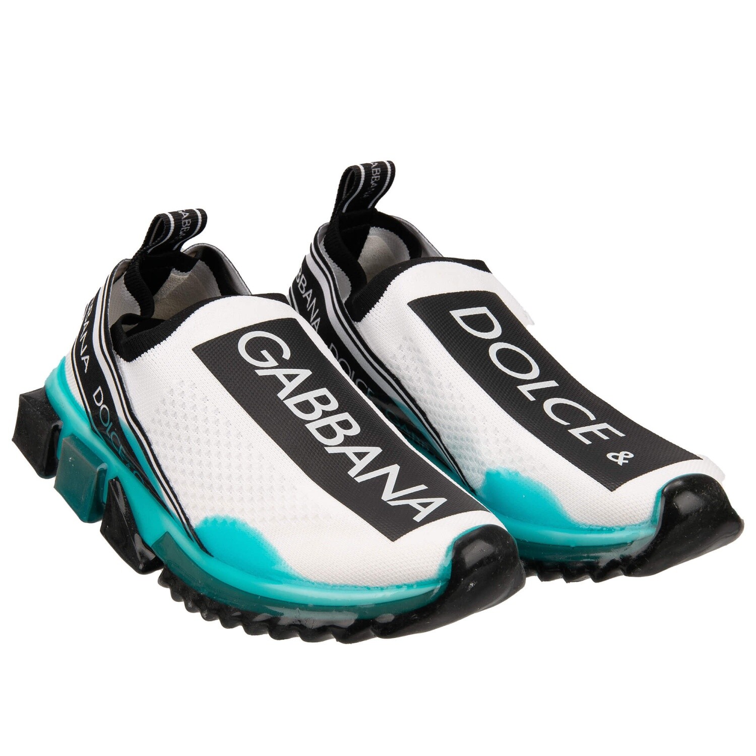 DOLCE & GABBANA Slip-On Sneaker Shoes SORRENTO Logo Stripes Blue White 12669