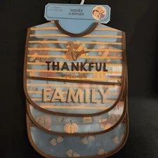Sandy & Simon 3 Pack Thanksgiving Themed PEVA, Water Resistant Bib Set
