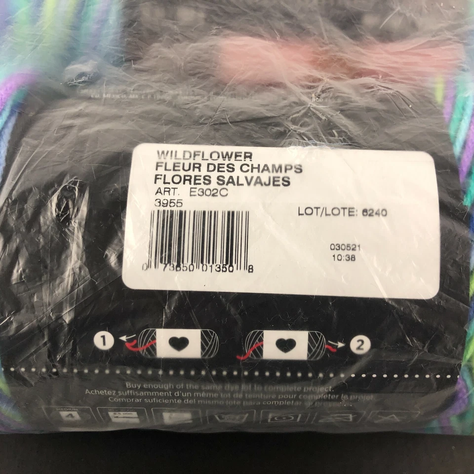 RED HEART Super Saver JUMBO 2 Skien WILDFLOWER 10oz 283g 482yds EACH NEW in BAG - Image 3 of 4