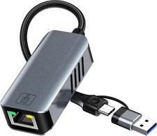 5Gbps USB-A USB-C to RJ45 Ethernet Adapter 5000Mbps LAN Network Dongle