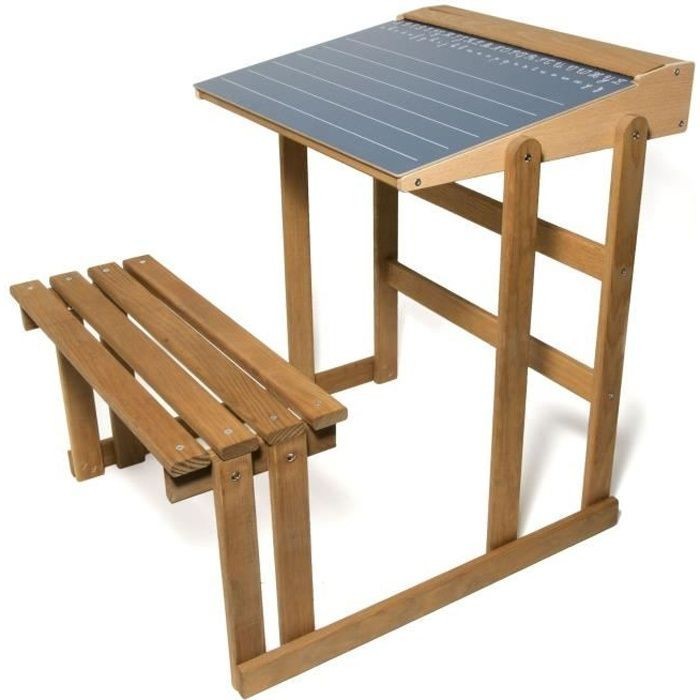 Bureau d'écolier Jeujura en bois teinté chêne de fabrication française traditionnelle