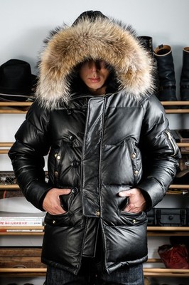 Herren Calfskin Down N3B Jacke Flieger Pilotenjacke Winter -30  Fur Parka Hooded