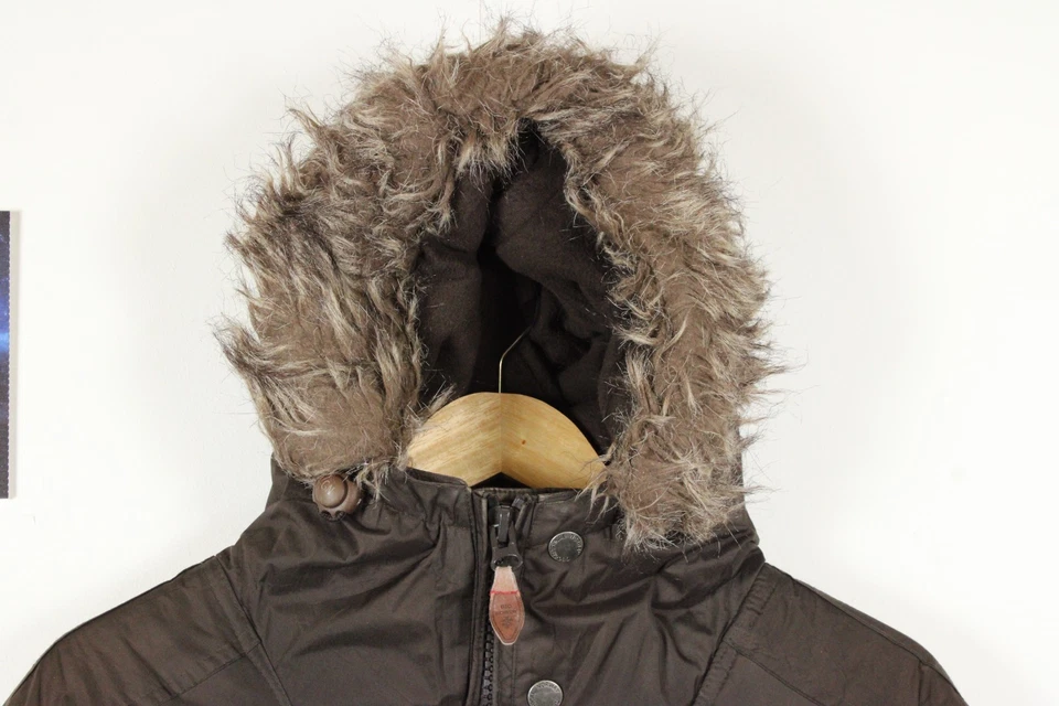 Parka para mujer Geographical Norway talla grande marrón dos tonos piel sintética calzoncillo cremallera” Foto 2 de 4