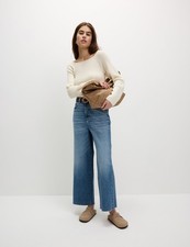 Marks & Spencer Womens Cotton Cropped leg Jeans in Medium Indigo - M&S