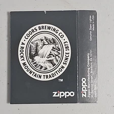 Zippo Lighter "Coors Brewing Co." Sleeve, No Lighter