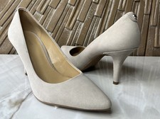MICHAEL KORS Dorothy Flex Pump Grey Suede Leather Slip On Heels Us 7 Wmn Shoes