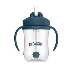 Dr. Brown's Milestones Baby First Straw Cup 9oz Weighted Straw Dark Blue 6m 