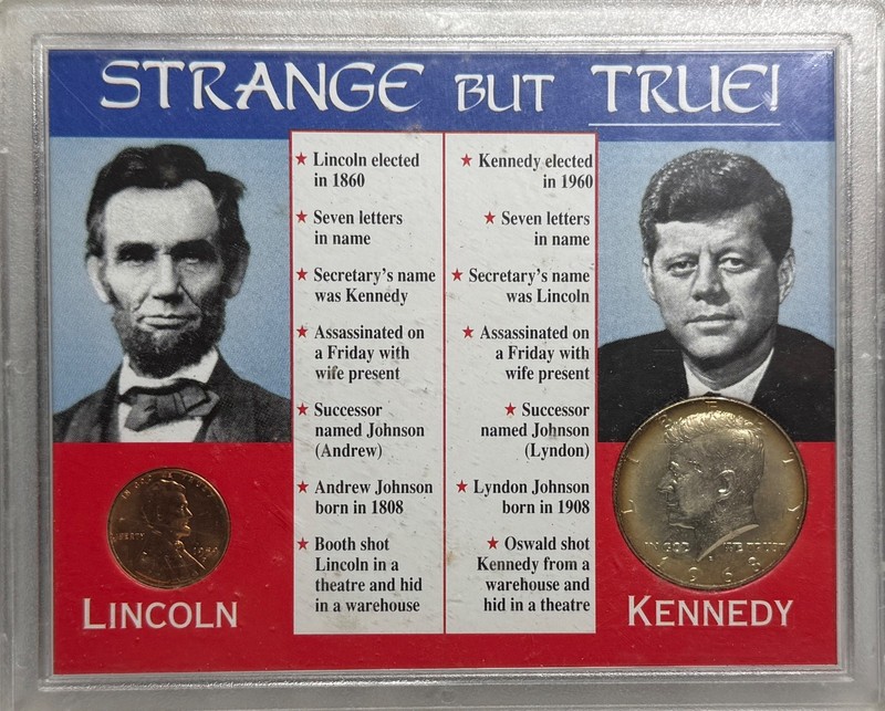 1959-D LINCOLN CENT AND 1968-D KENNEDY HALF DOLLAR SET IN HOLDER