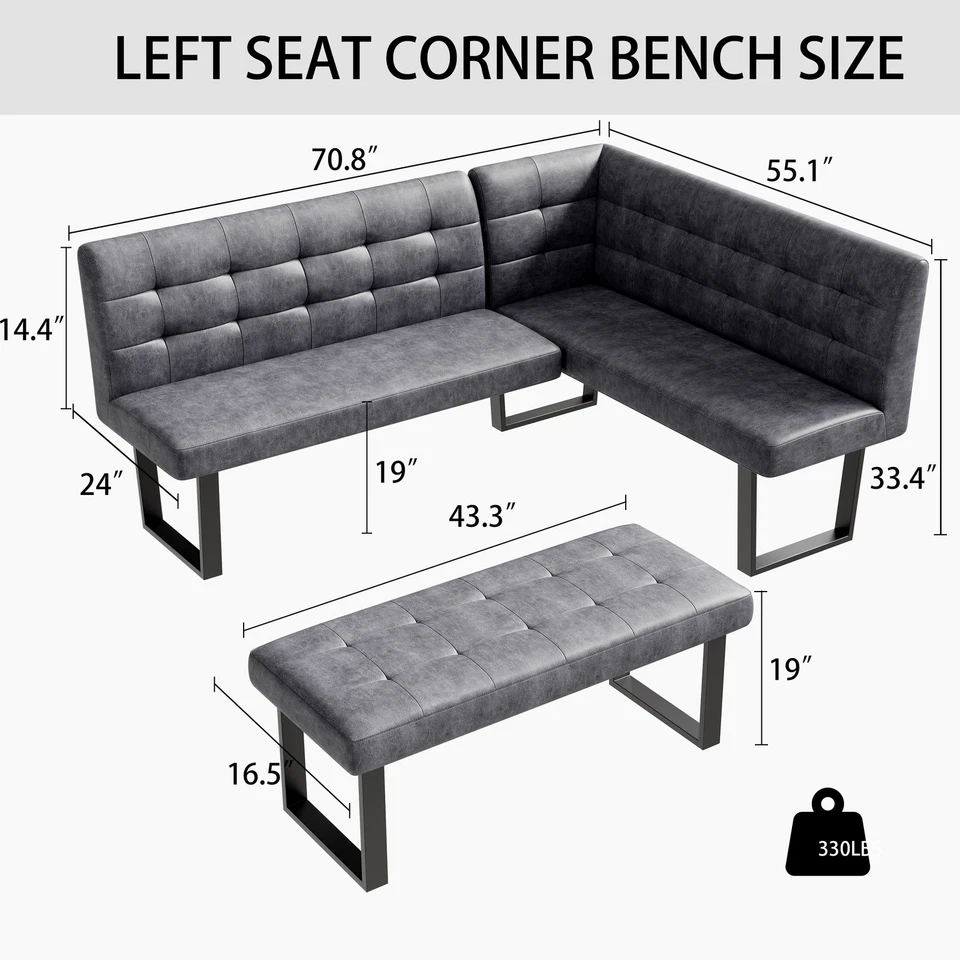 Conjunto de banco de canto, conjunto de banco de 2 peças. Conjunto de banco em forma de L para restaurante, banco de foyer - Imagem 3 de 4